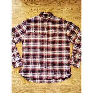 JACHS Plaid Flannel Red White Navy Cozy Gorpcore Cabincore Mens XLT EUC